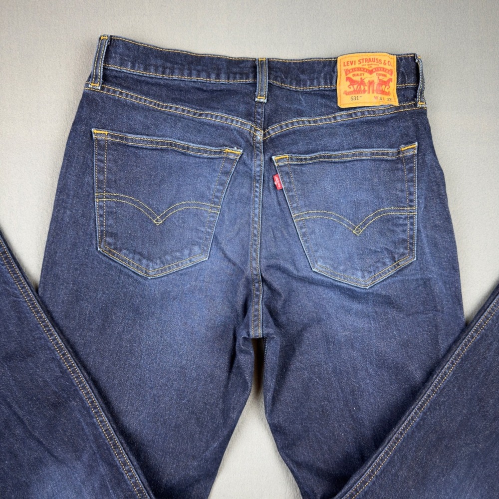 Levis 531 Athletic Slim Jeans Mens 34x32 Dark Indigo Tapered Denim Pants - Picture 7 of 10